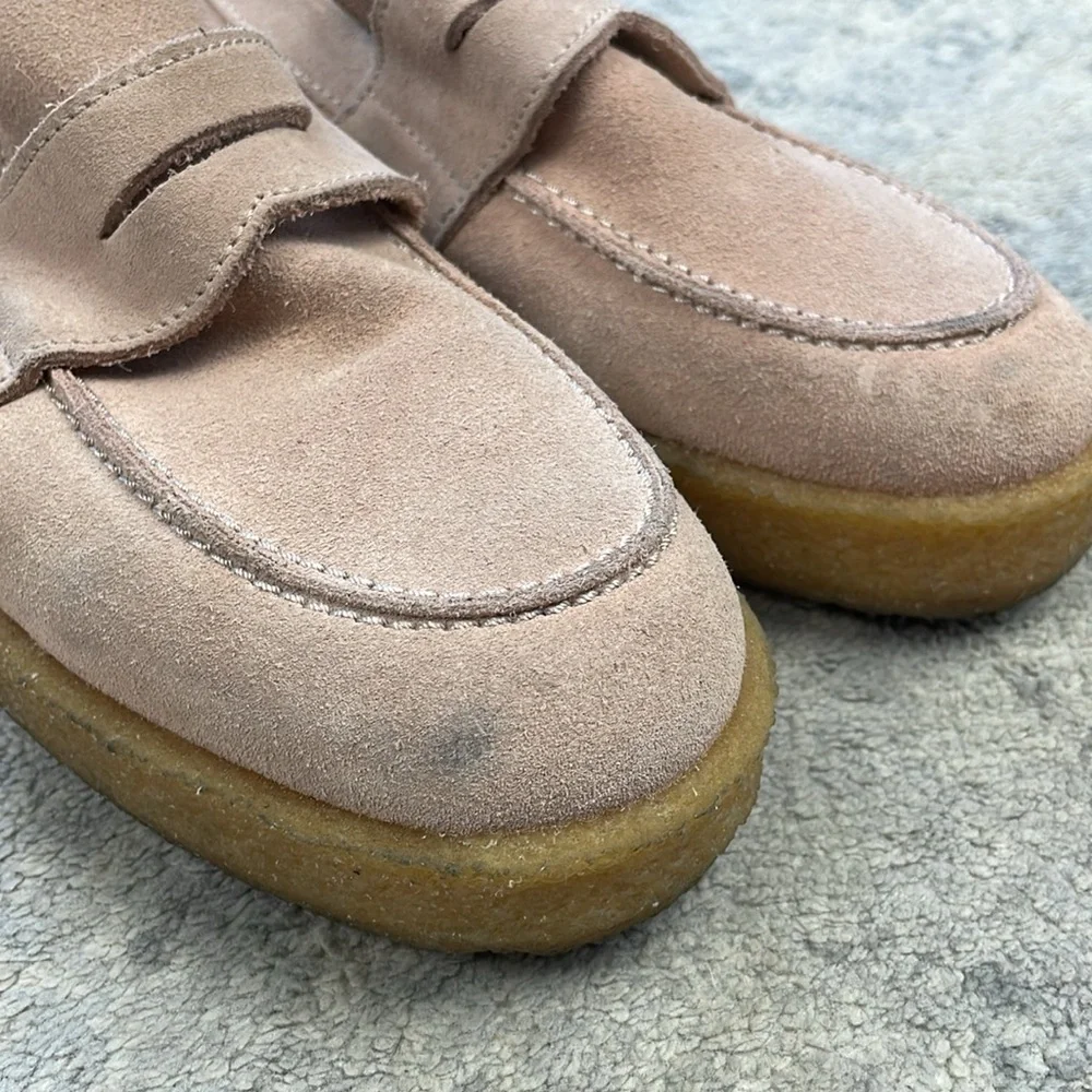 Vinnys Creeper Suede Penny Loafer Blush Beige Preppy